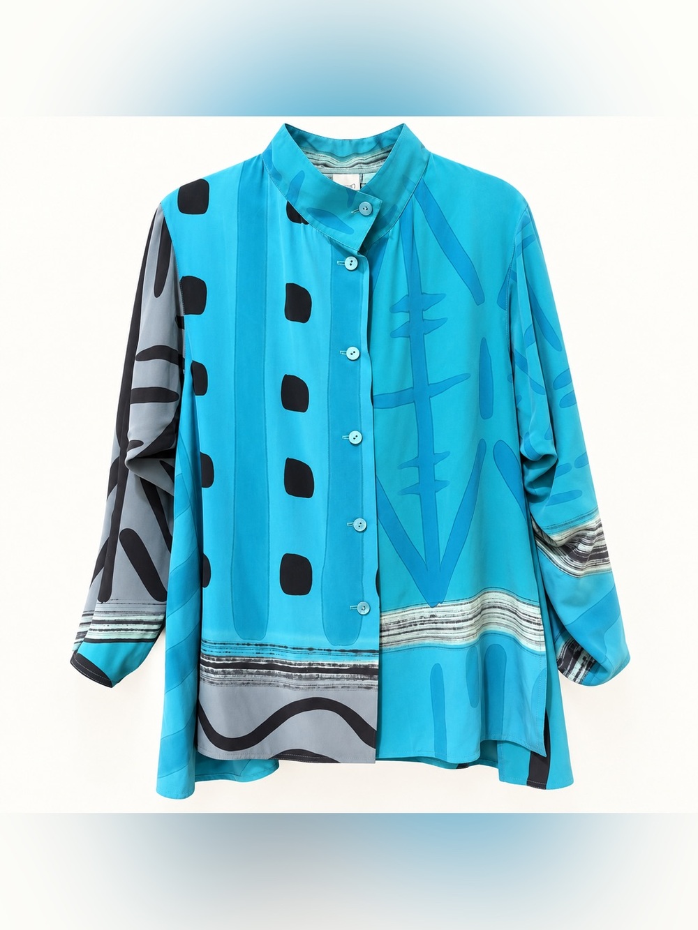 Kay Chapman 100% Silk Double Collar Blouse Why Not Size M/L $499 Wearable Art